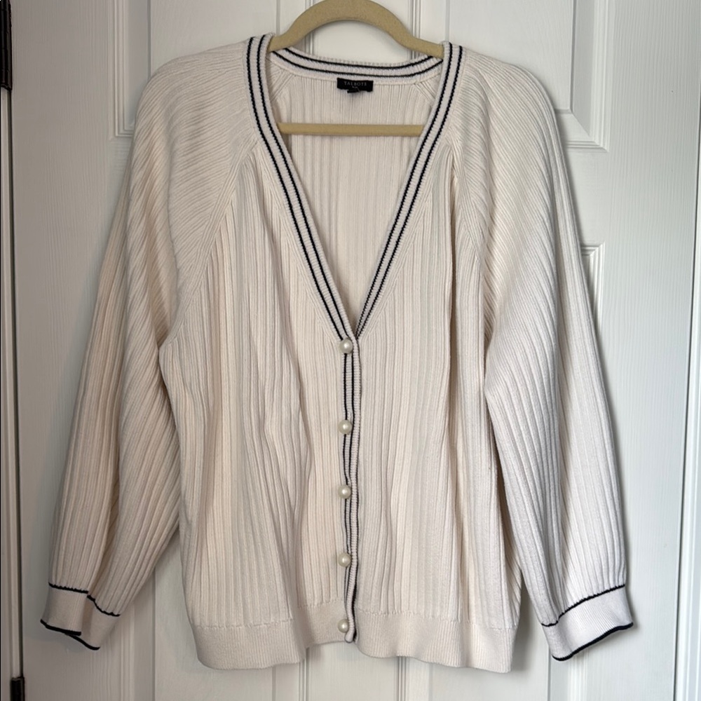 Talbots Elegant Cream Cardigan Sweater
